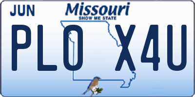 MO license plate PL0X4U