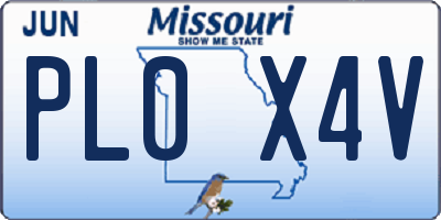 MO license plate PL0X4V