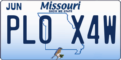 MO license plate PL0X4W