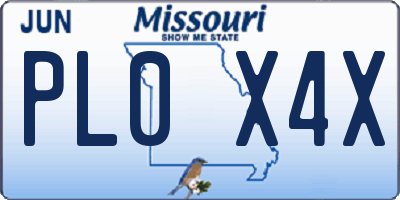 MO license plate PL0X4X