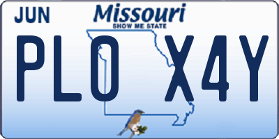 MO license plate PL0X4Y