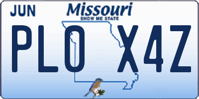 MO license plate PL0X4Z