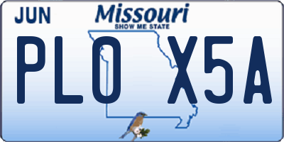 MO license plate PL0X5A