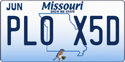MO license plate PL0X5D