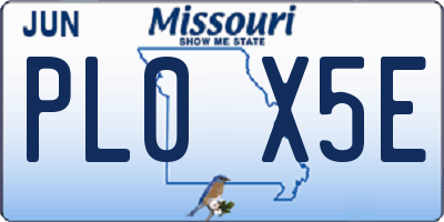 MO license plate PL0X5E