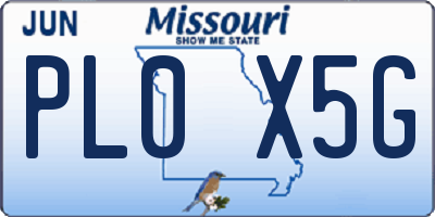 MO license plate PL0X5G