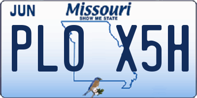 MO license plate PL0X5H