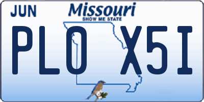 MO license plate PL0X5I