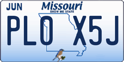 MO license plate PL0X5J