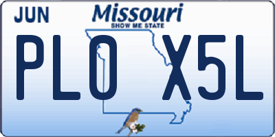 MO license plate PL0X5L