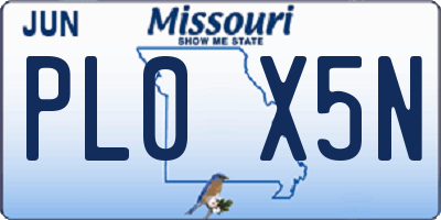 MO license plate PL0X5N