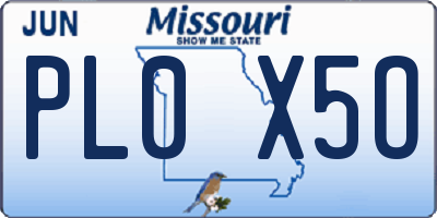 MO license plate PL0X5O