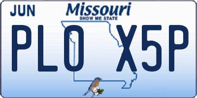 MO license plate PL0X5P