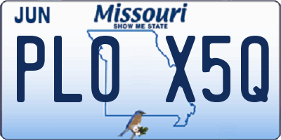MO license plate PL0X5Q