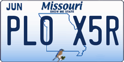 MO license plate PL0X5R