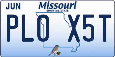 MO license plate PL0X5T