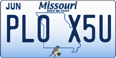 MO license plate PL0X5U