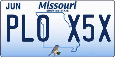 MO license plate PL0X5X