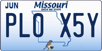 MO license plate PL0X5Y