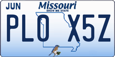 MO license plate PL0X5Z