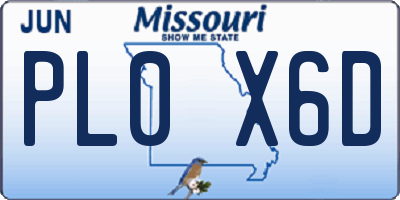 MO license plate PL0X6D