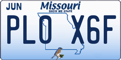 MO license plate PL0X6F