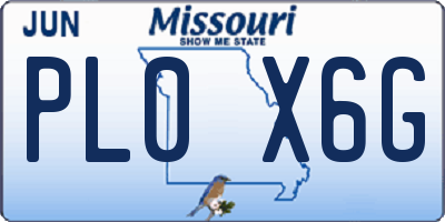MO license plate PL0X6G
