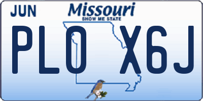 MO license plate PL0X6J