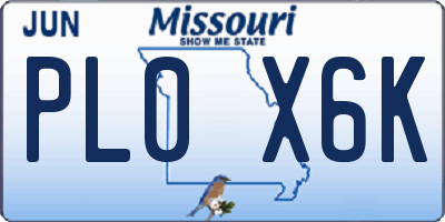 MO license plate PL0X6K