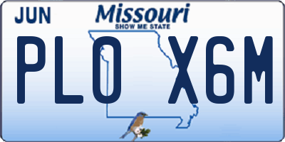 MO license plate PL0X6M