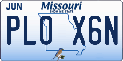 MO license plate PL0X6N