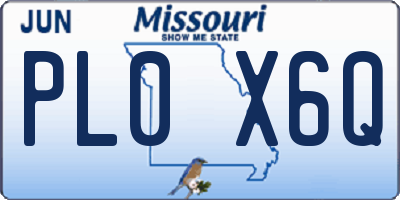 MO license plate PL0X6Q
