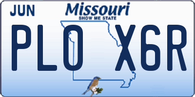 MO license plate PL0X6R