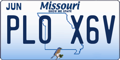 MO license plate PL0X6V