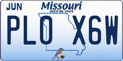 MO license plate PL0X6W