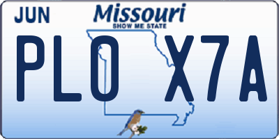 MO license plate PL0X7A