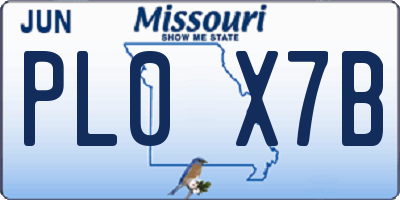 MO license plate PL0X7B