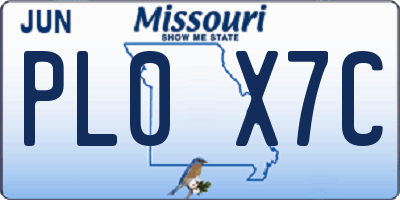 MO license plate PL0X7C