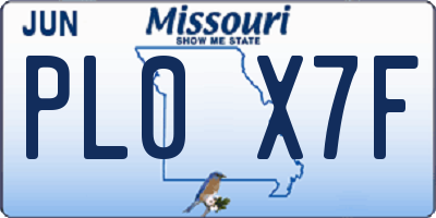 MO license plate PL0X7F
