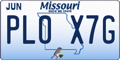 MO license plate PL0X7G