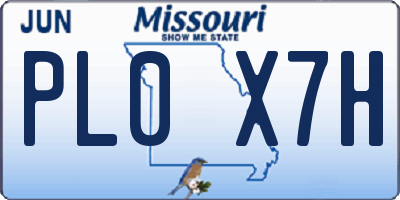 MO license plate PL0X7H