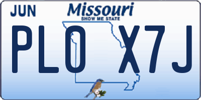 MO license plate PL0X7J