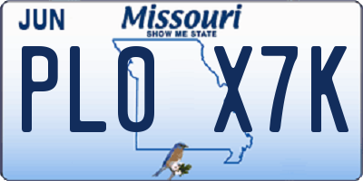 MO license plate PL0X7K
