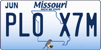 MO license plate PL0X7M