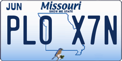 MO license plate PL0X7N