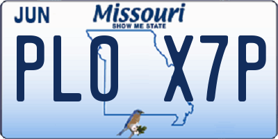 MO license plate PL0X7P