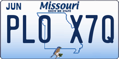 MO license plate PL0X7Q