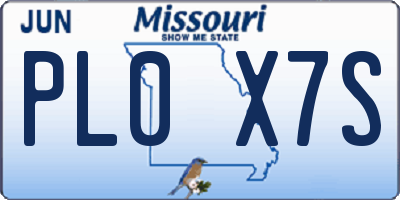 MO license plate PL0X7S