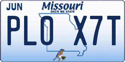 MO license plate PL0X7T