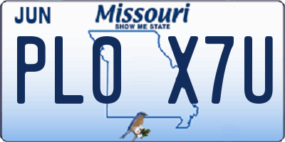 MO license plate PL0X7U
